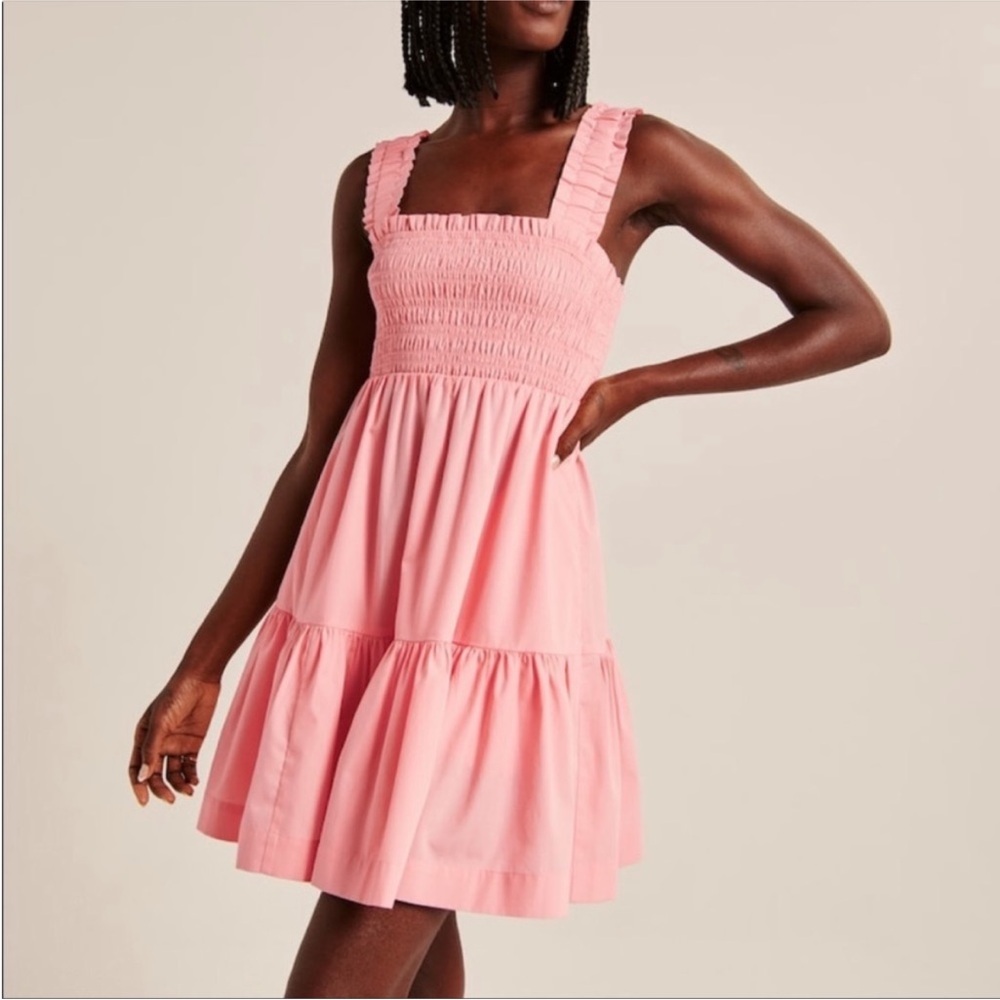 NWOT Abercrombie Smocked Bodice Easy Mini Dress Pink